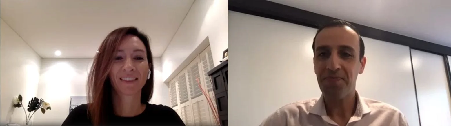 Rita Yates & Angat Sandhu recording the podcast discussion using Microsoft Teams.