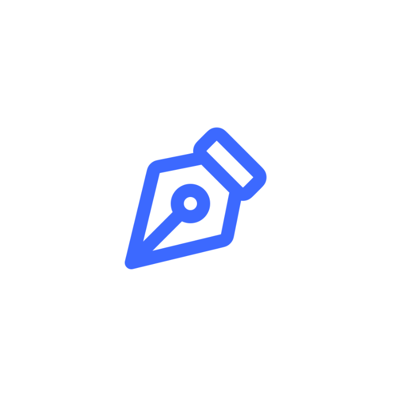 Blue pen icon on white
