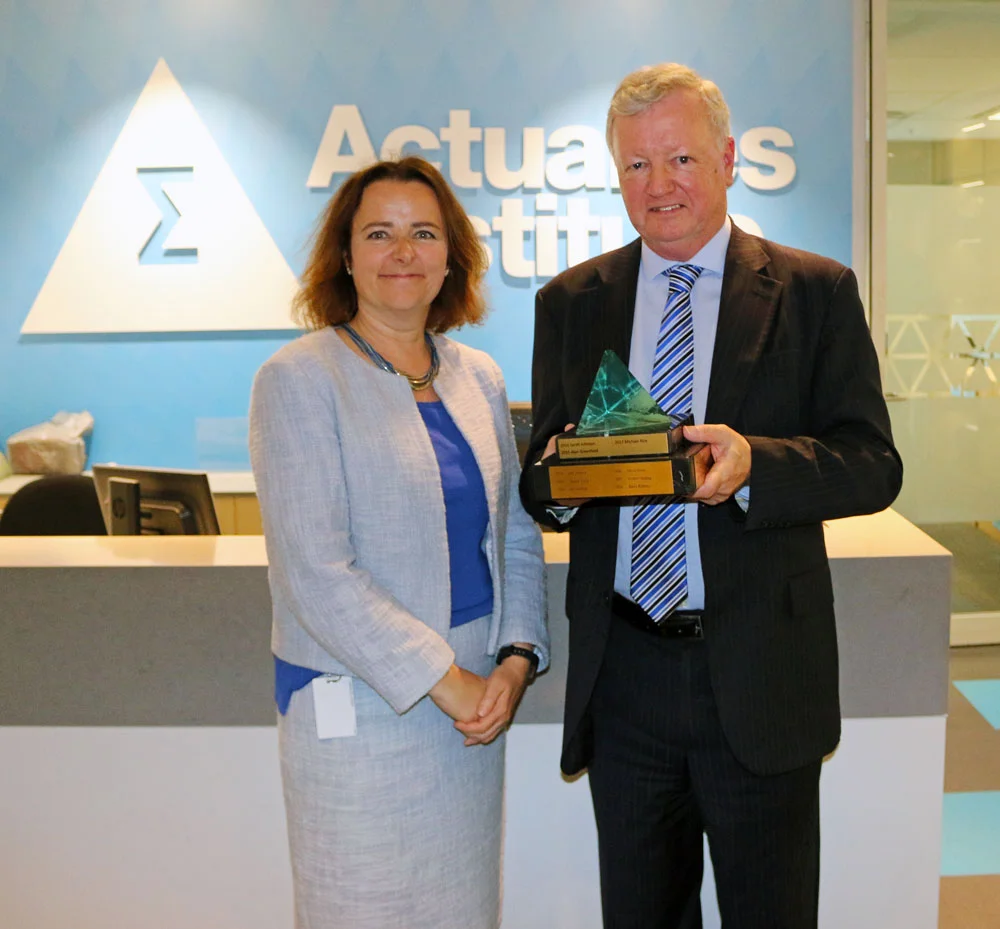 Elayne Grace with Michael when awarded with the Actuary of the Year trophy