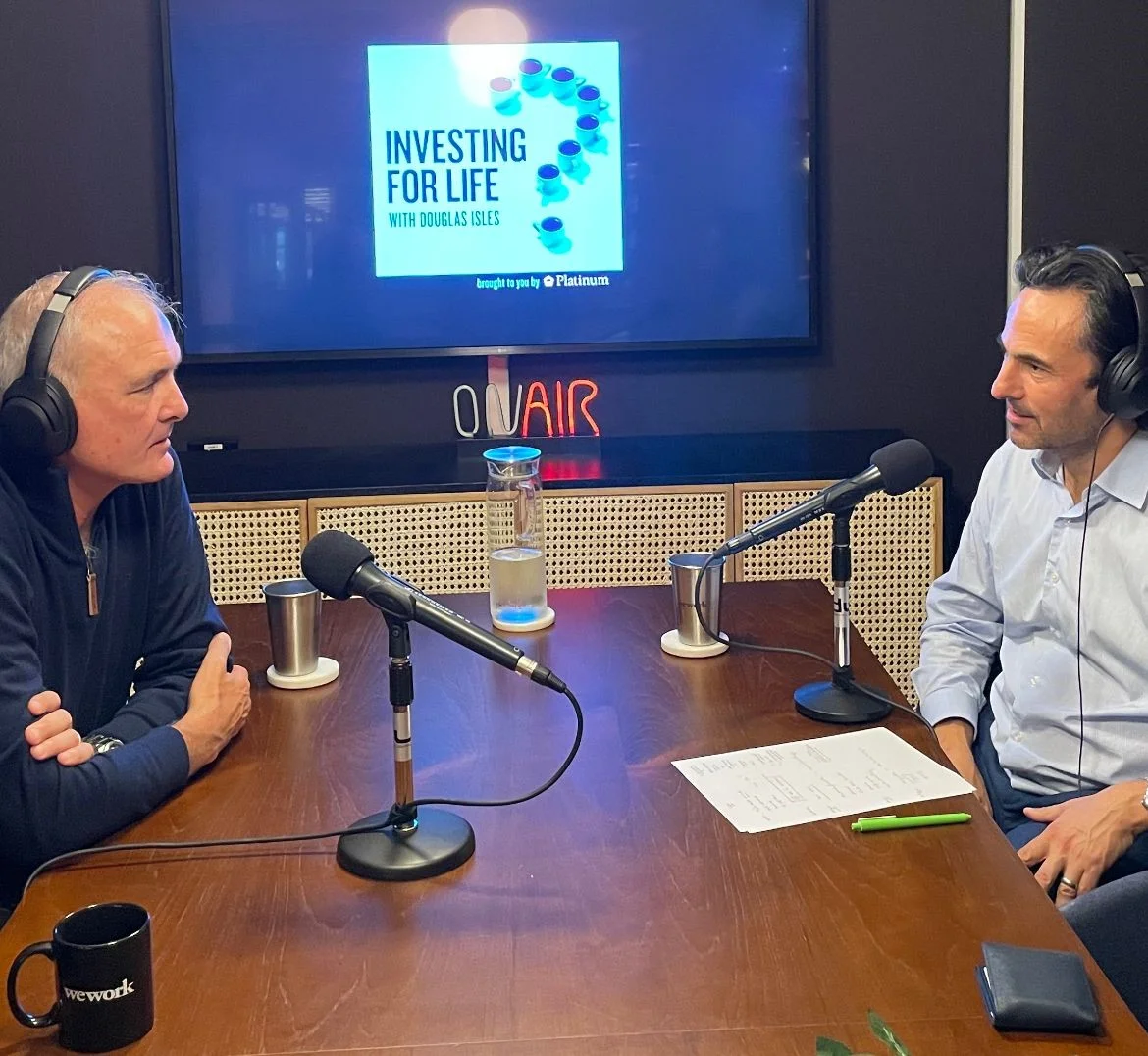 Douglas interviewing Rear Admiral Lee Goddard for the Investing for Life podcast in 2022