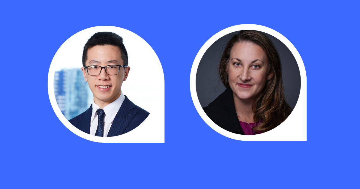 Headshot image of Herman Lee and Twané Wessels against a blue background.