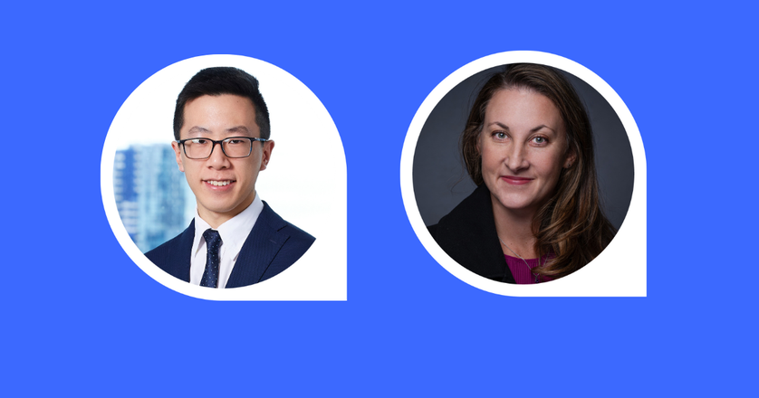 Headshot image of Herman Lee and Twané Wessels against a blue background.