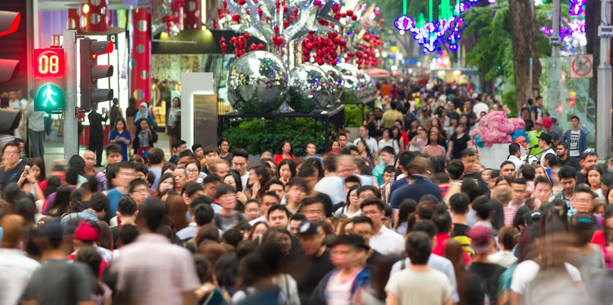 A photo of a busy and vibrant Asian-street