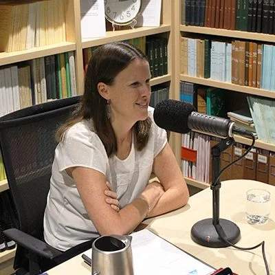 Amanda Aitken speaking during the podcast recording.