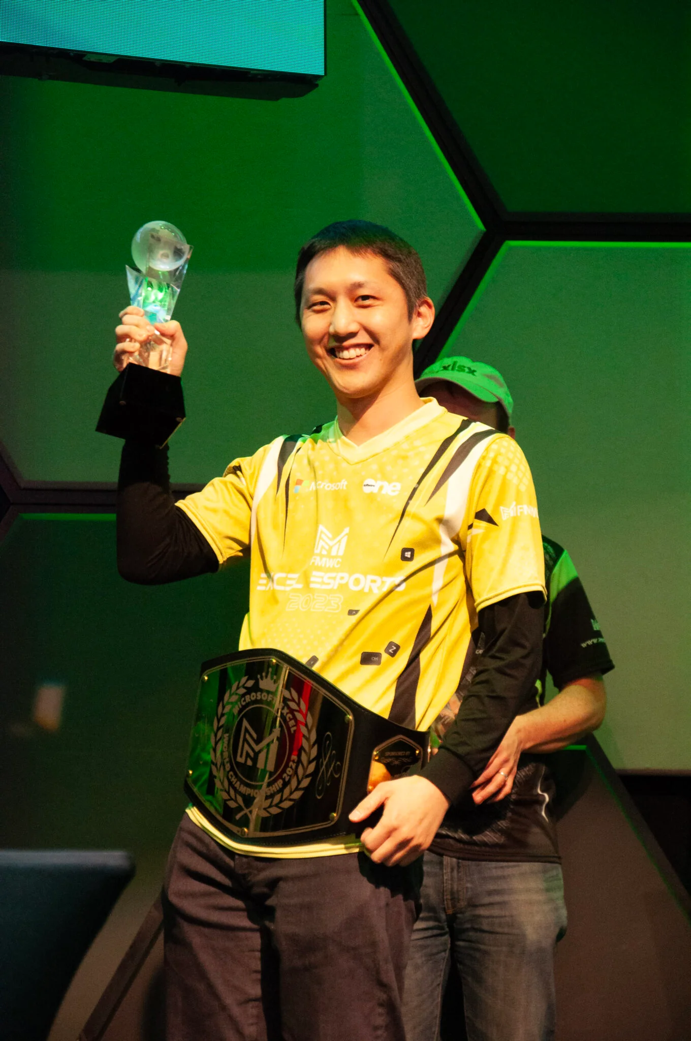 Andrew smiling for the camera after winning for the third-year in a row.