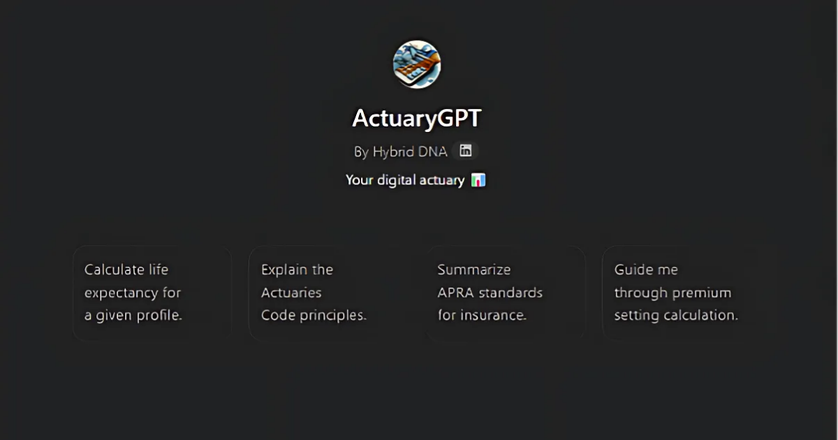A snapshot of the ActuaryGPT bot.