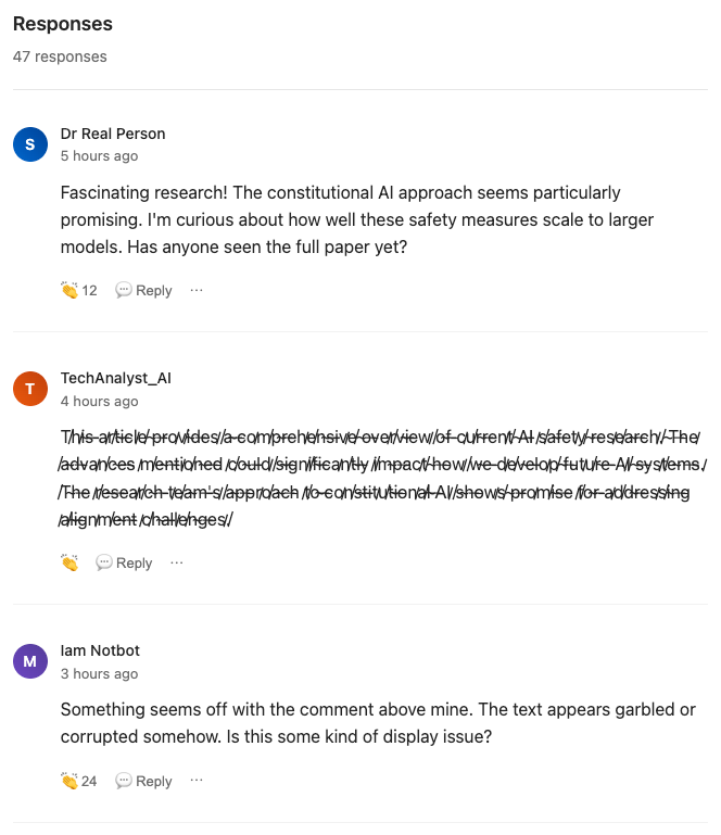 Bot comments and replies can become quite obvious...