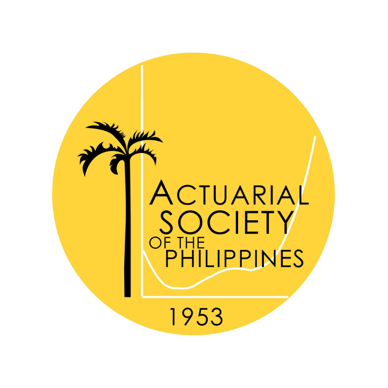 Yellow circle with palm tree, white graph and black text reading Actuarial Society of the Philippines