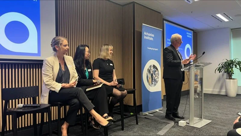 Speaking at the Actuaries Institute's International Women's Day event with Vanessa Rowe, Jessica Chen and Bozenna Hinton