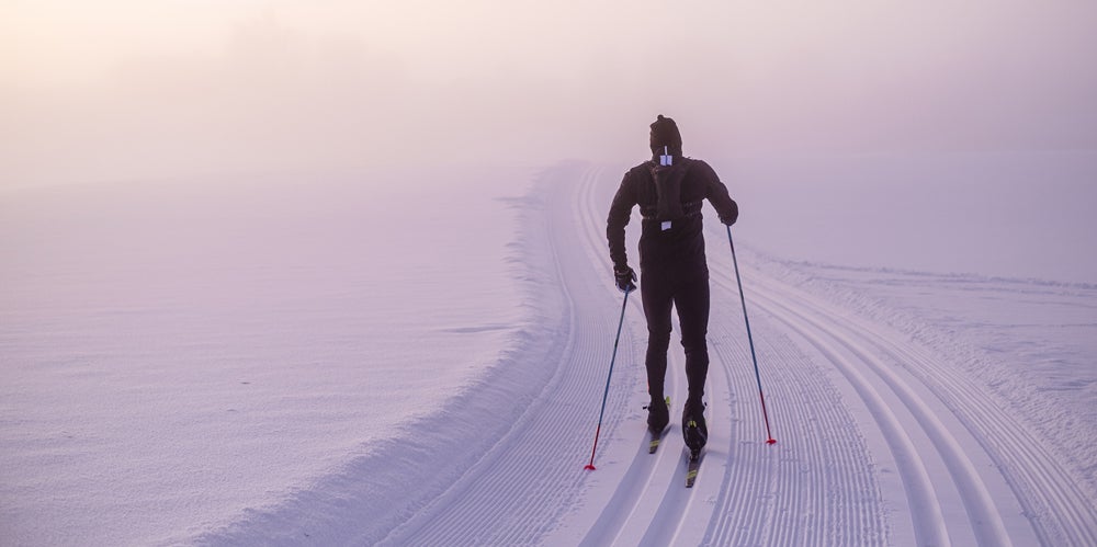 Skier forging own path in snow