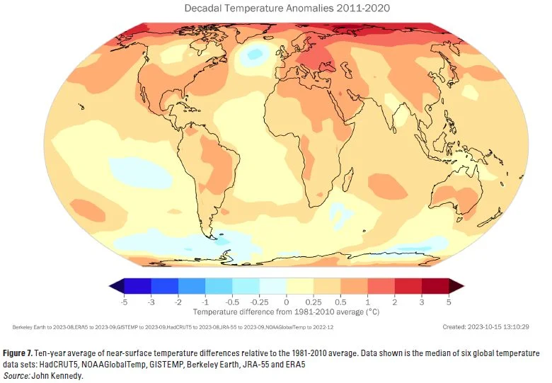 Graph showing sea levels continued to rise during the 2011-2020 decade