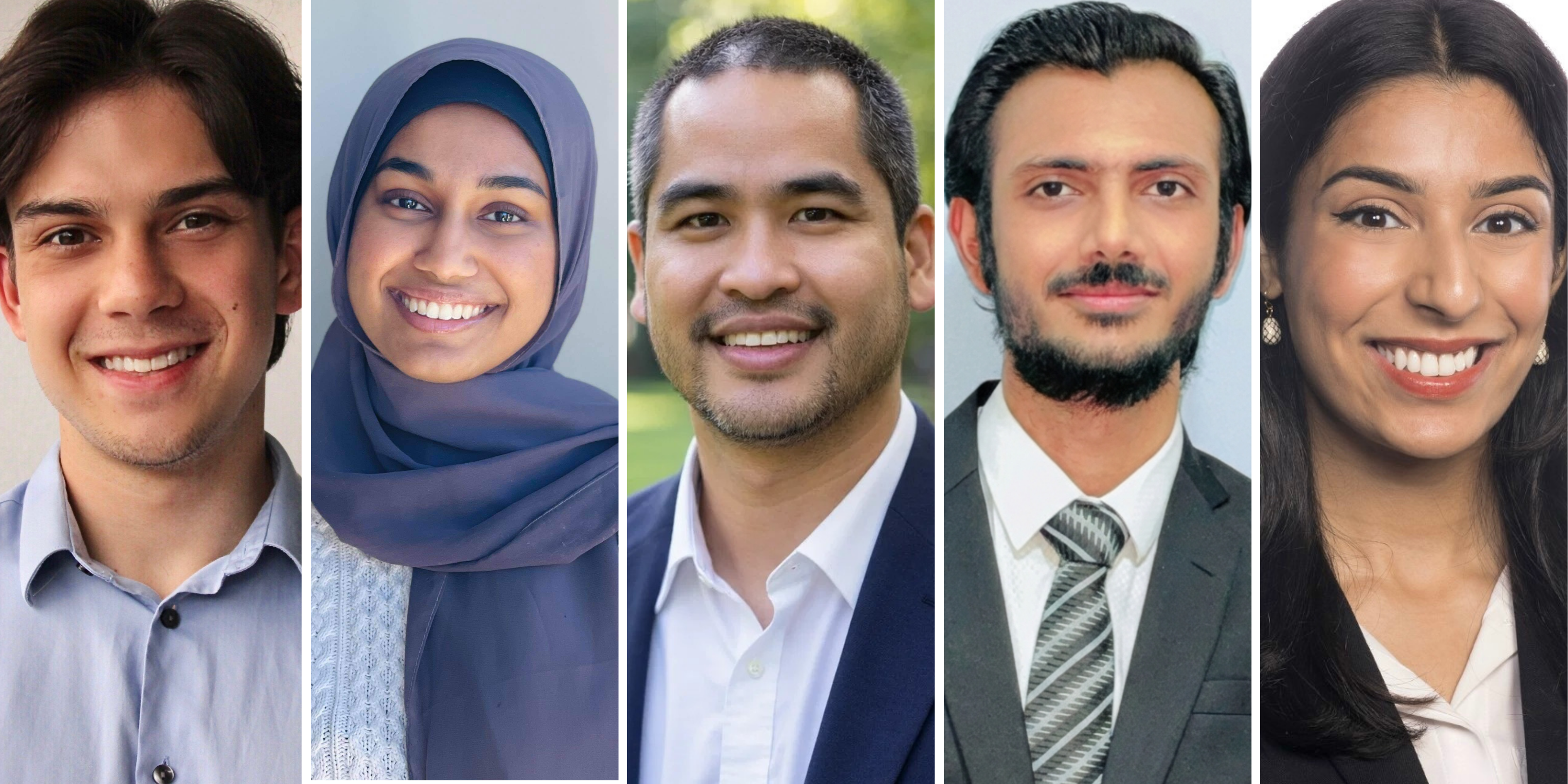 Headshots of five actuaries — Callum Ahmad, Abiya Hanif, Patrick Ubonsuwan, Ali Muhammad and Priya Dwivedi — featured in the March 2026 edition of I Am an Actuary
