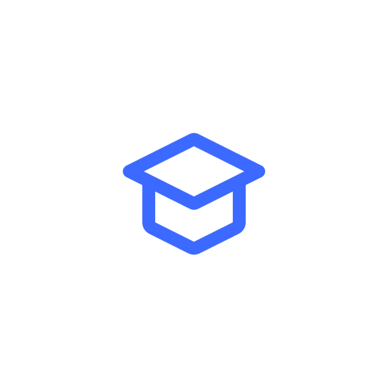 Blue mortar board icon on white 
