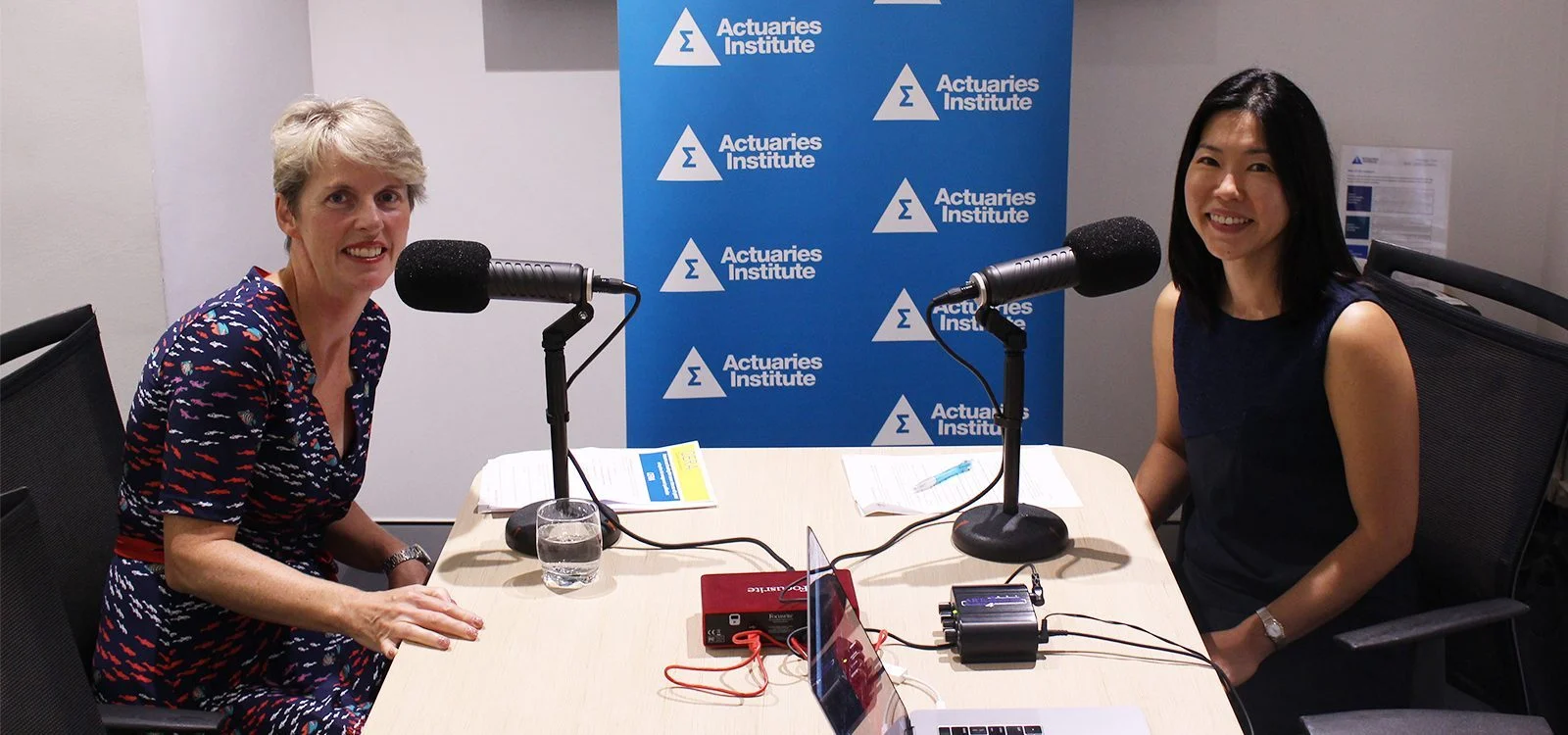 Liz Baker (left) and Susan Looi recording the podcast at Institute HQ.