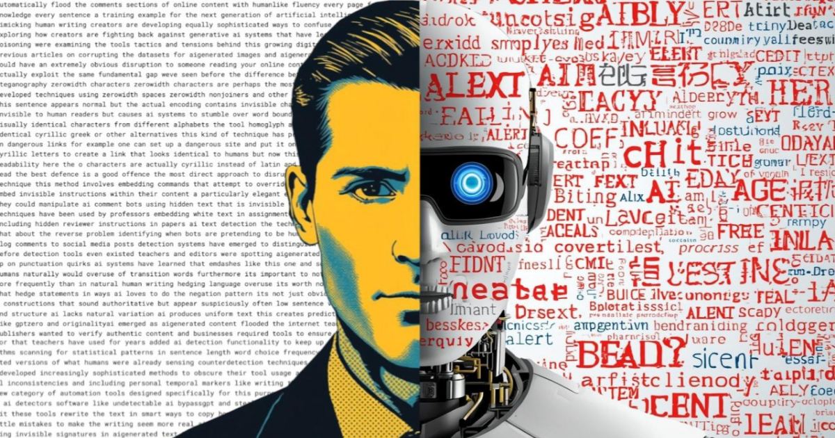 A visual representation of AI attempting to parse obfuscated human writing in the digital resistance against machine learning.