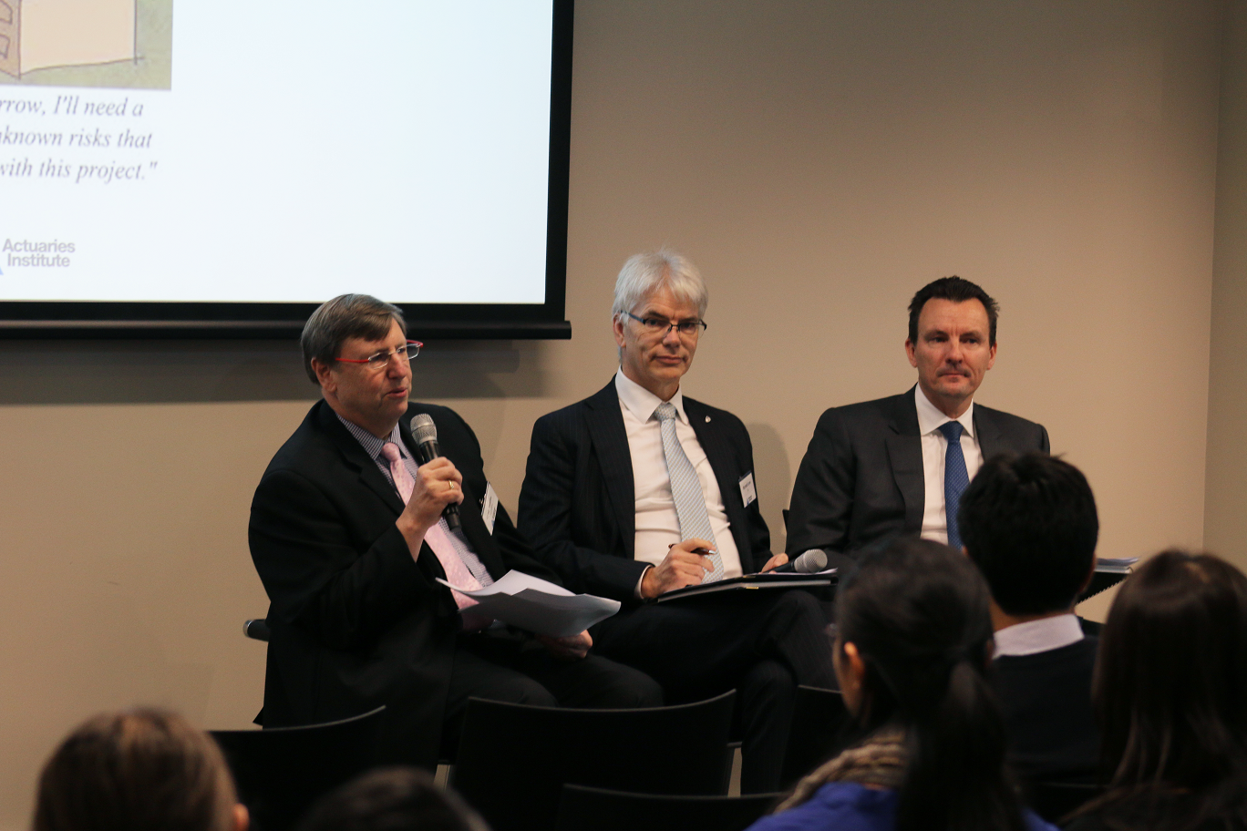 Life Actuaries Greg Martin, Richard Lyon and Grant Peters.