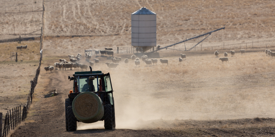 A tractor on a dry Australian farm.