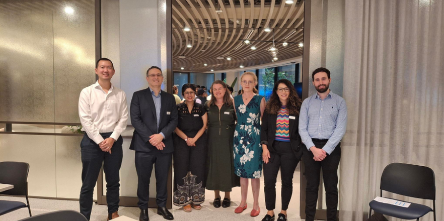 A photo of LR: Jason Yu, Adrian Karloic, Kriti Khullar, Julia Lessing, Jenifer Walton, Bianka Grange and YAP NSW Chair
Zack Domrow