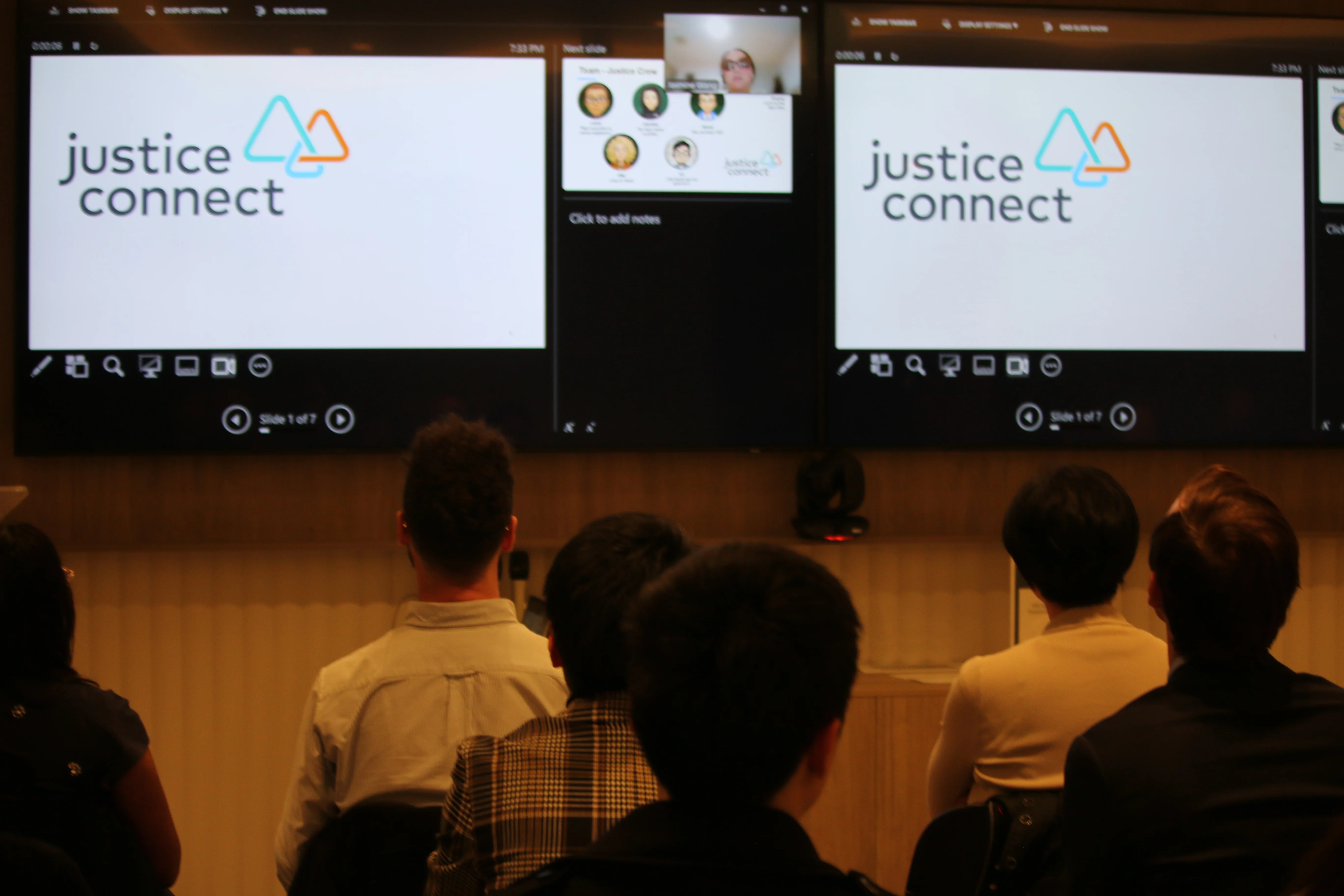 The Justice Crew team coming together virtually to present their findings.