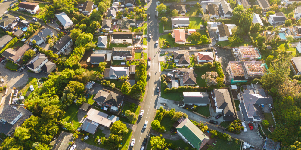 Aerial view of suburb