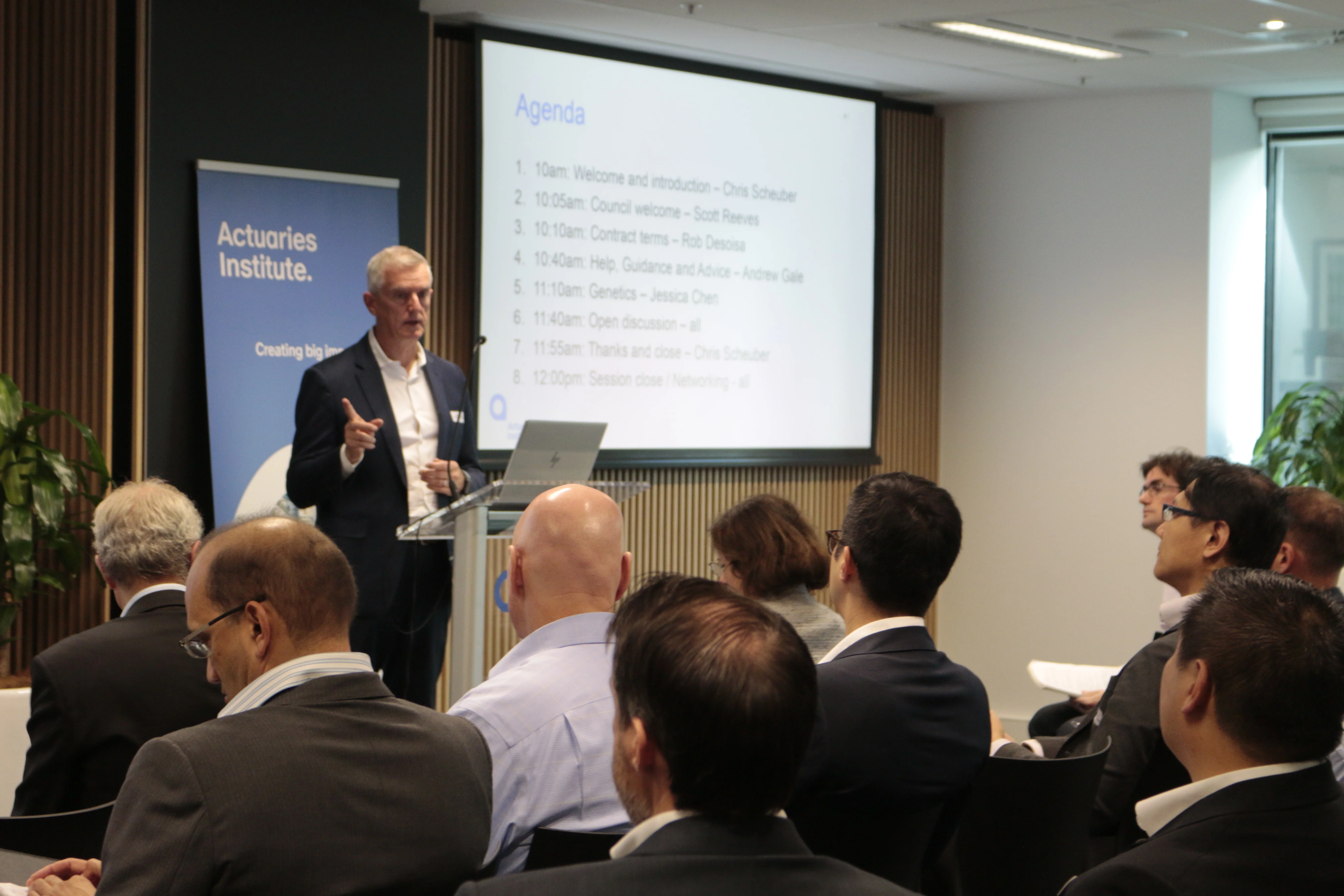 Senior Vice President Scott Reeves welcoming members to the 2025 Life Insurance Appointed Actuaries Forum. 