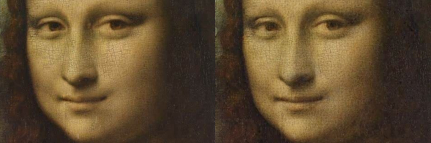 Mona Lisa before (left) and after (right) being poisoned with Nightshade to make image generators train towards ‘cats’