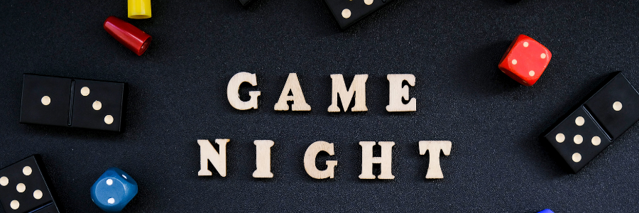 Image of scabble tiles spelling out 'games night'