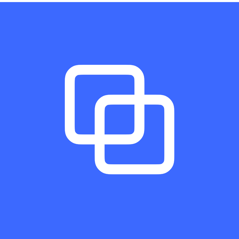 White icon of square links on a blue background