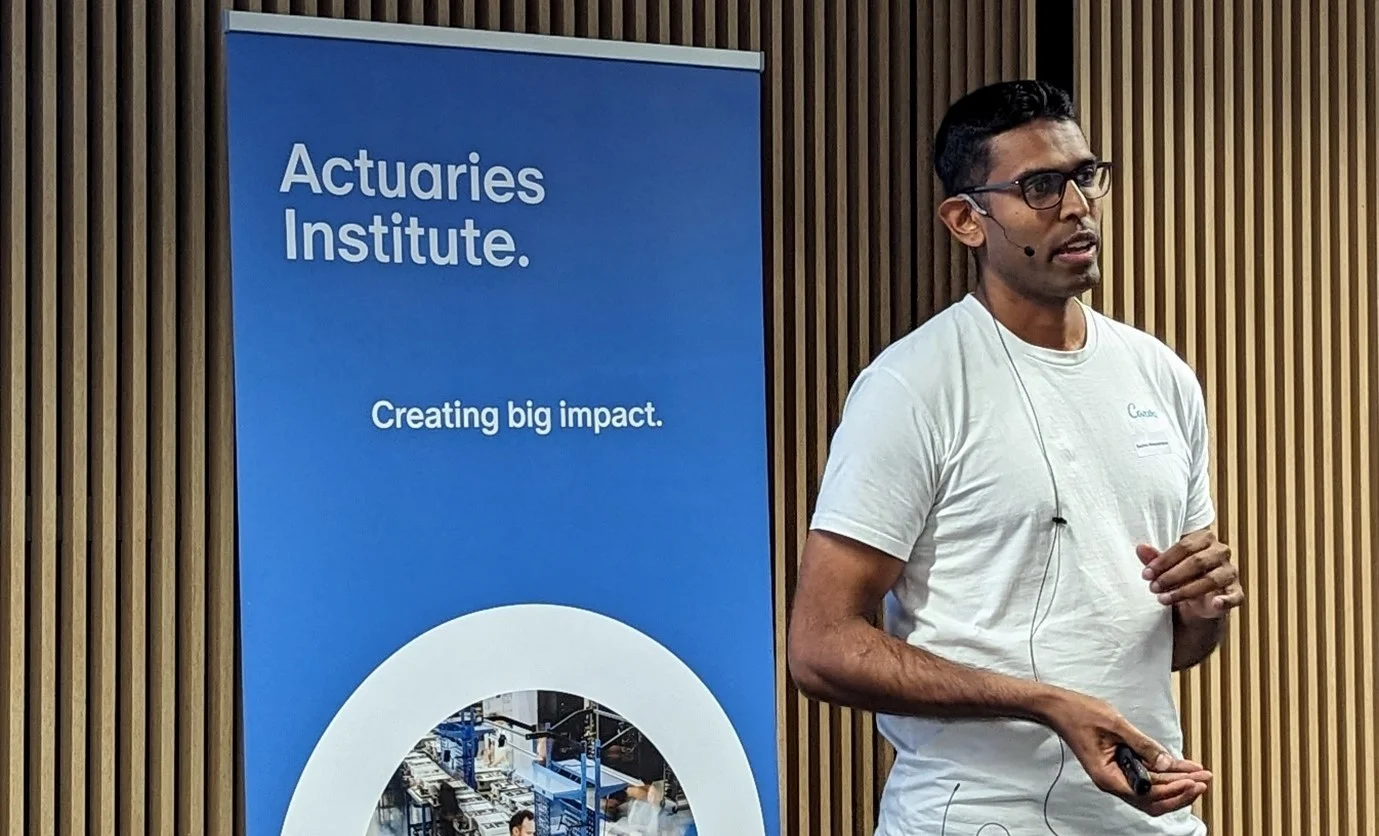Sachin Abeywardana, PhD, Machine Learning Engineer at Canva beginning his presentation