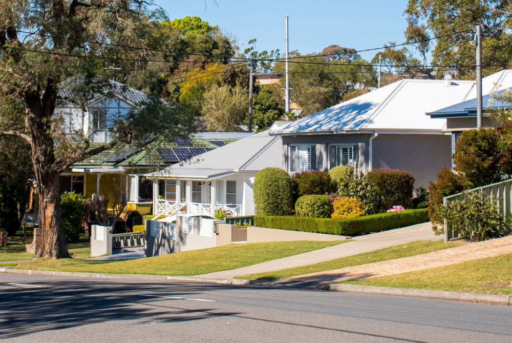 A shot of a suburbia Australian street.