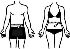 Illustration of two bodies with tape measure around their waists.