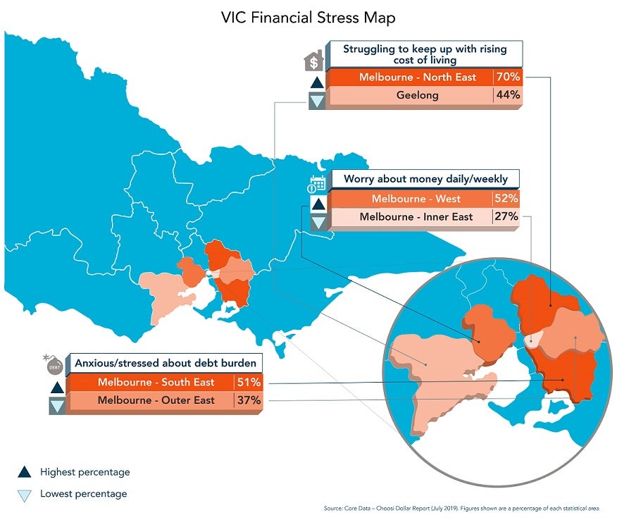 The Choosi Australian Money Matters Stress Map VIC infographic