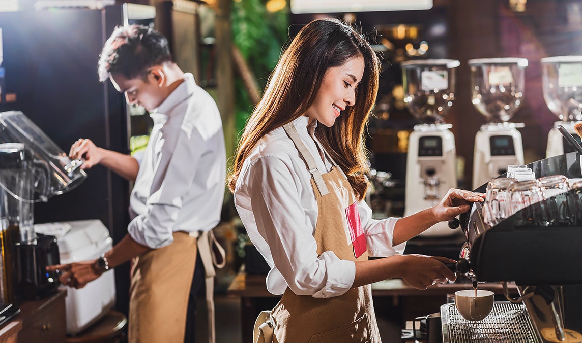 Baristas preparing coffee
