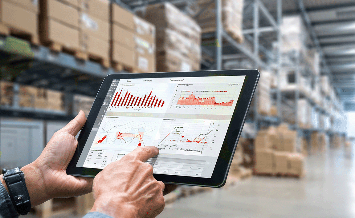 Man checking analytics on a tablet.