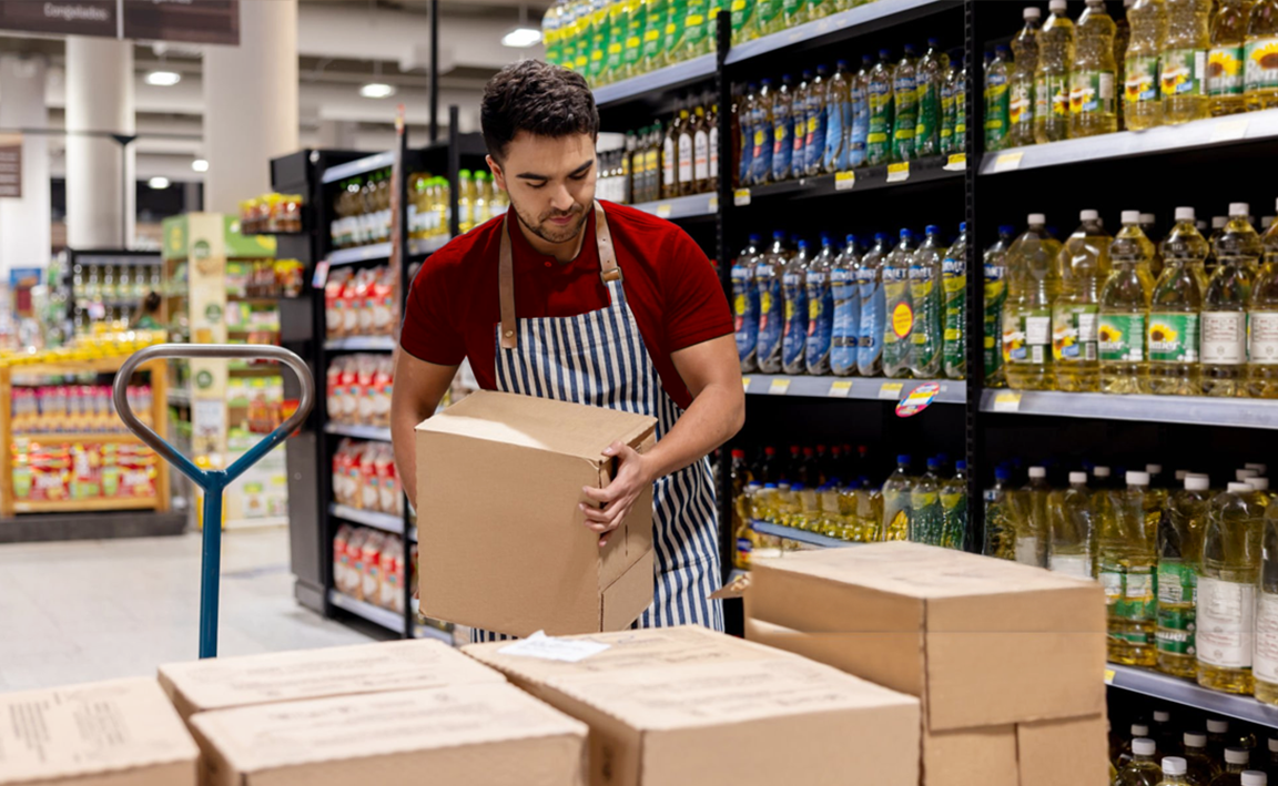 Man unloading packages