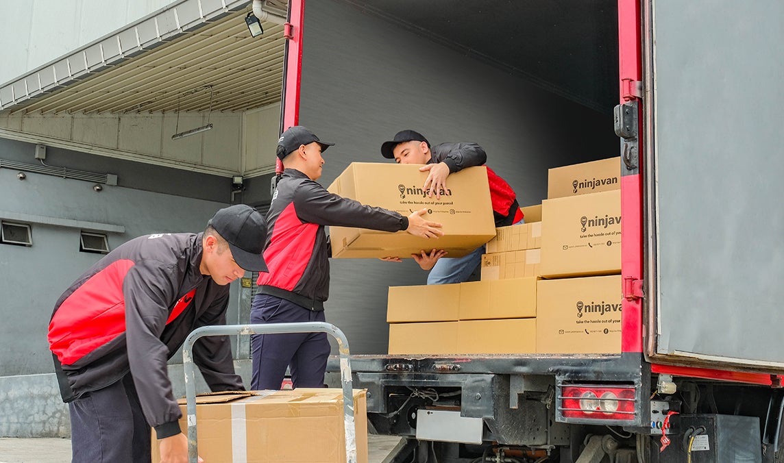Truck full of parcels.