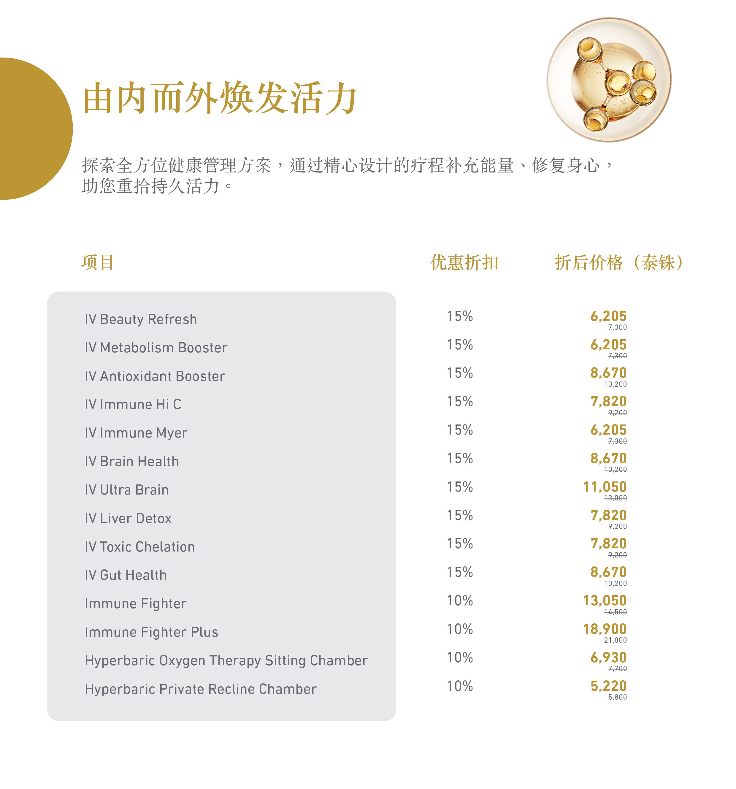 VitalLife健康护理项目优惠