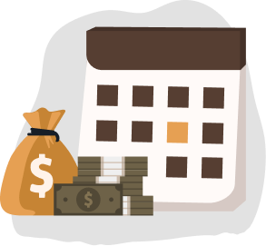 Calendar with monthly cash payouts