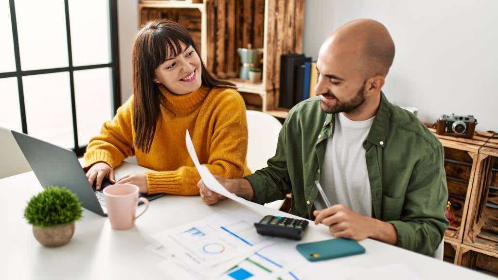 Couple discuss their finances together