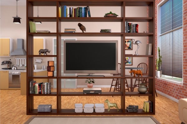 鏤空式電視牆收納櫃設計