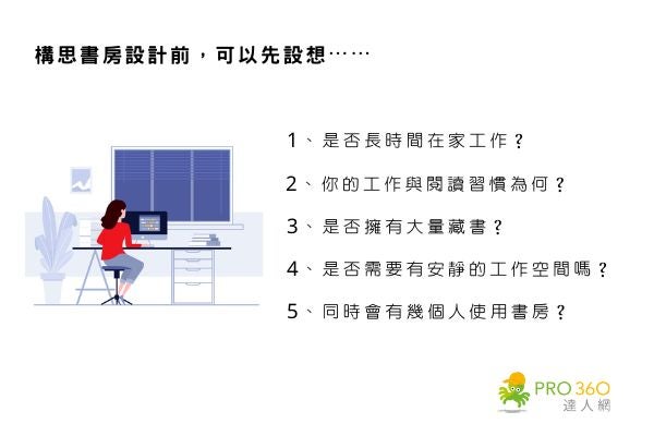 在討論書房或工作區設計前，可以先設想以下問題
