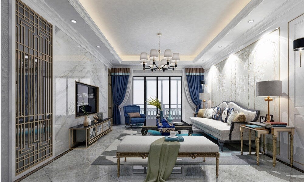 挑高天花板可搭配體積較大的吊燈或半吸頂燈