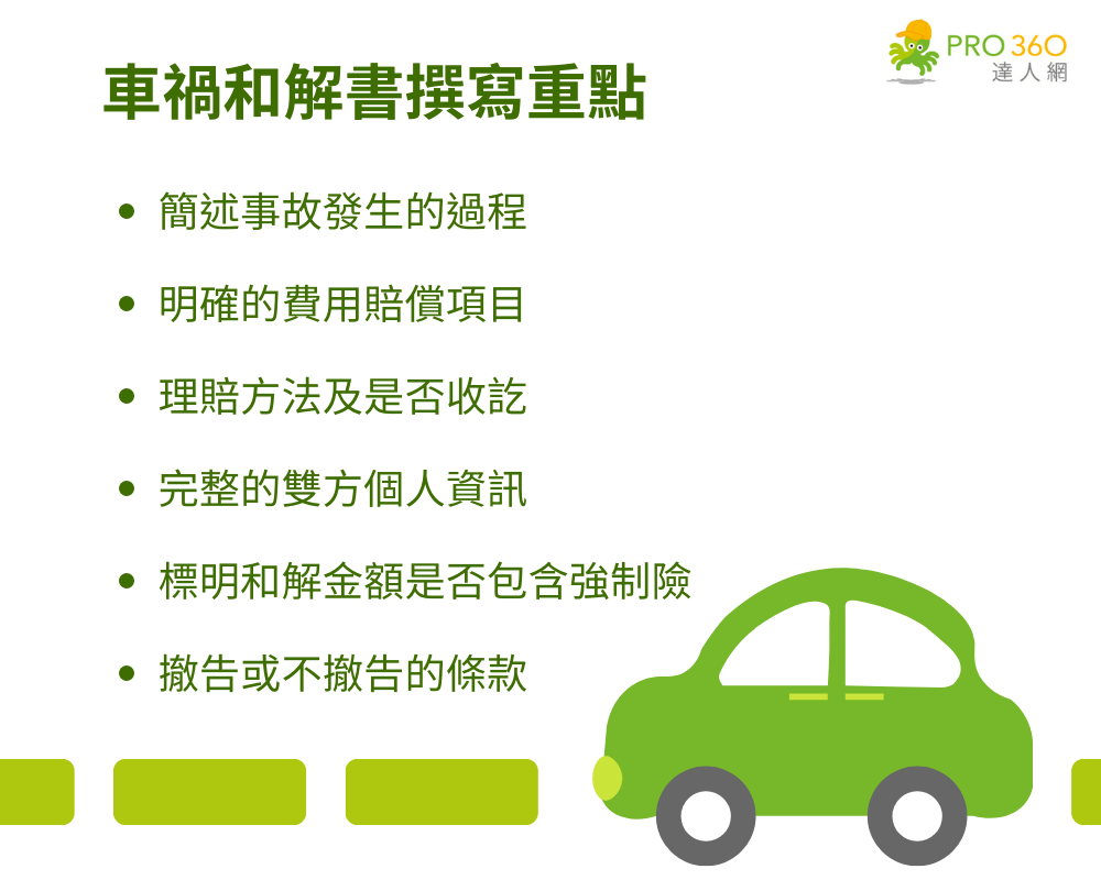 車禍和解書撰寫重點