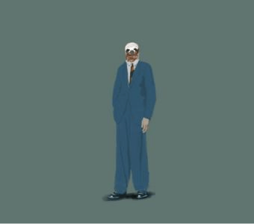 穿西裝的樹懶時裝插圖