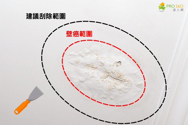 壁癌範圍與建議刮除範圍