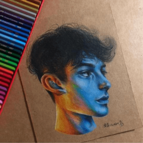 寫實人像側臉插畫