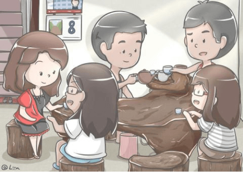 Q版風格全家福插圖