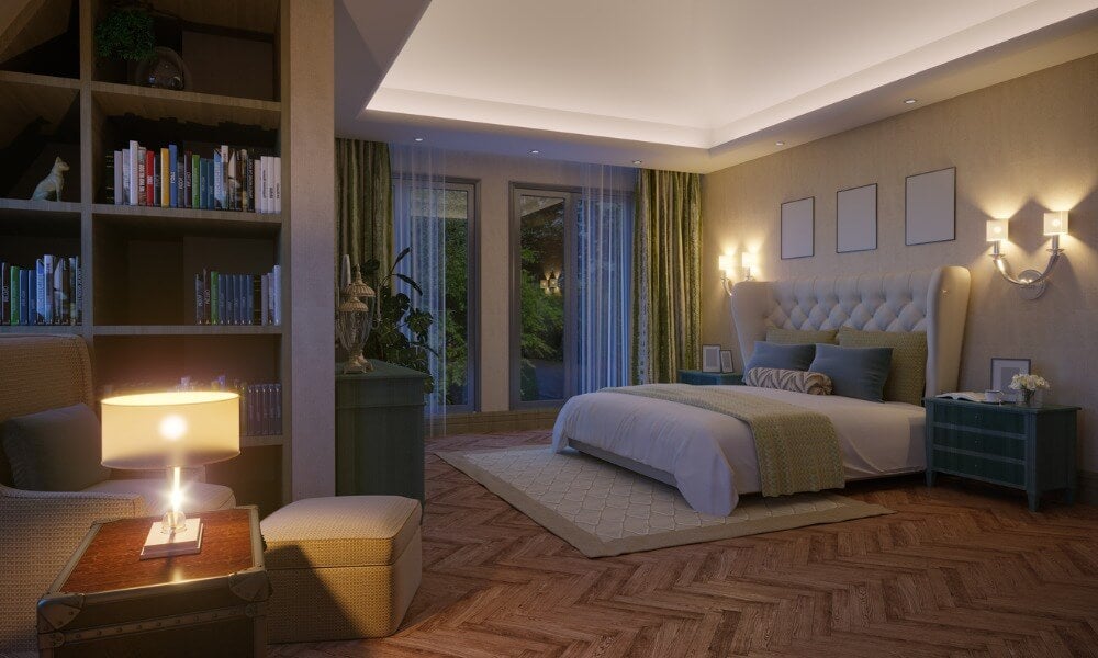 以壁燈與桌燈作為臥室輔助照明