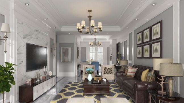 有做線板照造型的客廳天花板空間設計