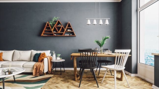 北歐風客廳，大地色系的牆壁配色